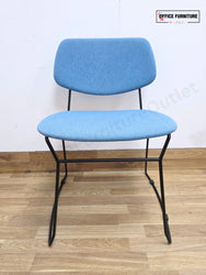Billiani Doll Steel 554 Upholstered Sled Base Chairs – Pair (Blue)