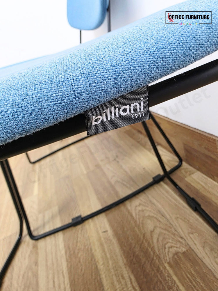Billiani Doll Steel 554 Upholstered Sled Base Chairs – Pair (Blue)