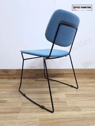 Billiani Doll Steel 554 Upholstered Sled Base Chairs – Pair (Blue)