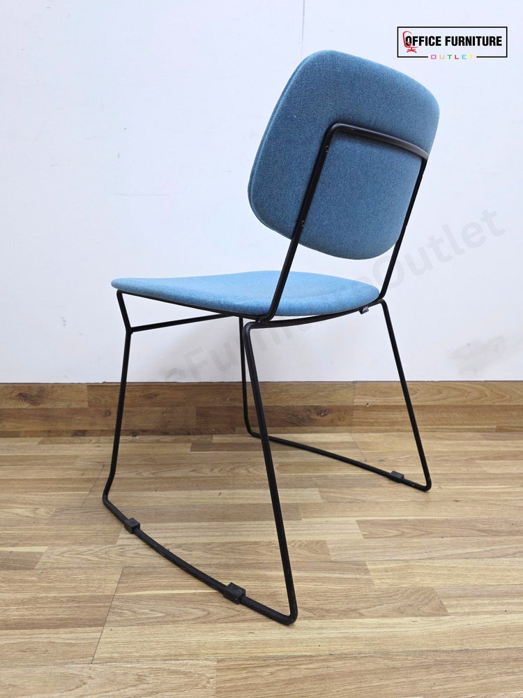 Billiani Doll Steel 554 Upholstered Sled Base Chairs – Pair (Blue)