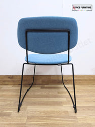Billiani Doll Steel 554 Upholstered Sled Base Chairs – Pair (Blue)