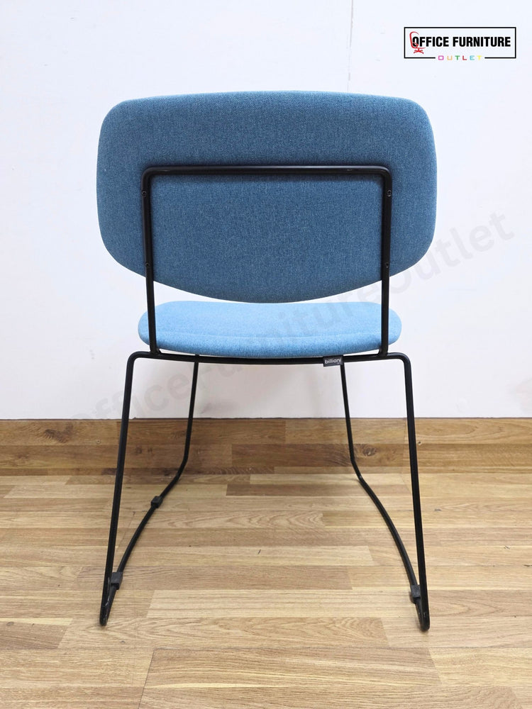 Billiani Doll Steel 554 Upholstered Sled Base Chairs – Pair (Blue)