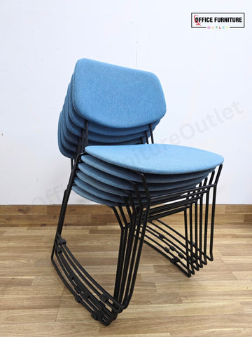 Billiani Doll Steel 554 Upholstered Sled Base Chairs – Pair (Blue)