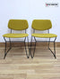 Billiani Doll Steel 554 Upholstered Sled Base Chairs – Pair (Mustard Yellow)
