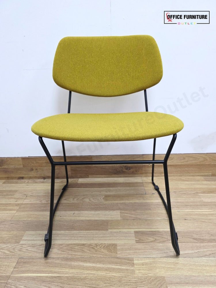 Billiani Doll Steel 554 Upholstered Sled Base Chairs – Pair (Mustard Yellow)