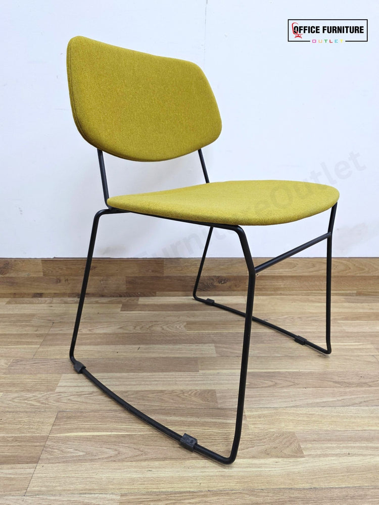 Billiani Doll Steel 554 Upholstered Sled Base Chairs – Pair (Mustard Yellow)