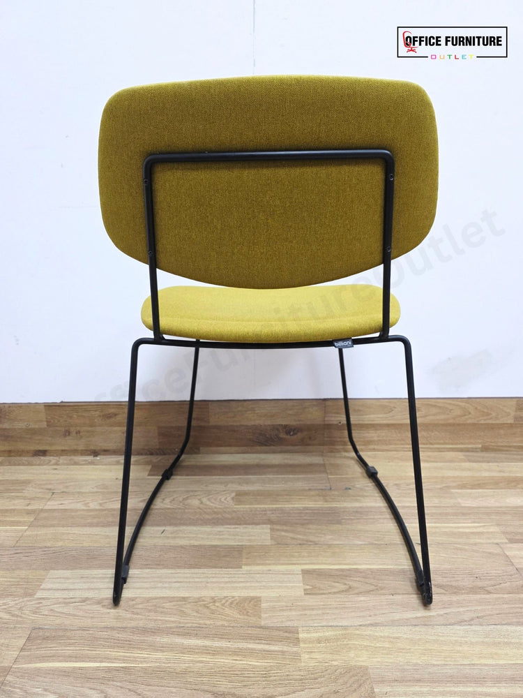 Billiani Doll Steel 554 Upholstered Sled Base Chairs – Pair (Mustard Yellow)