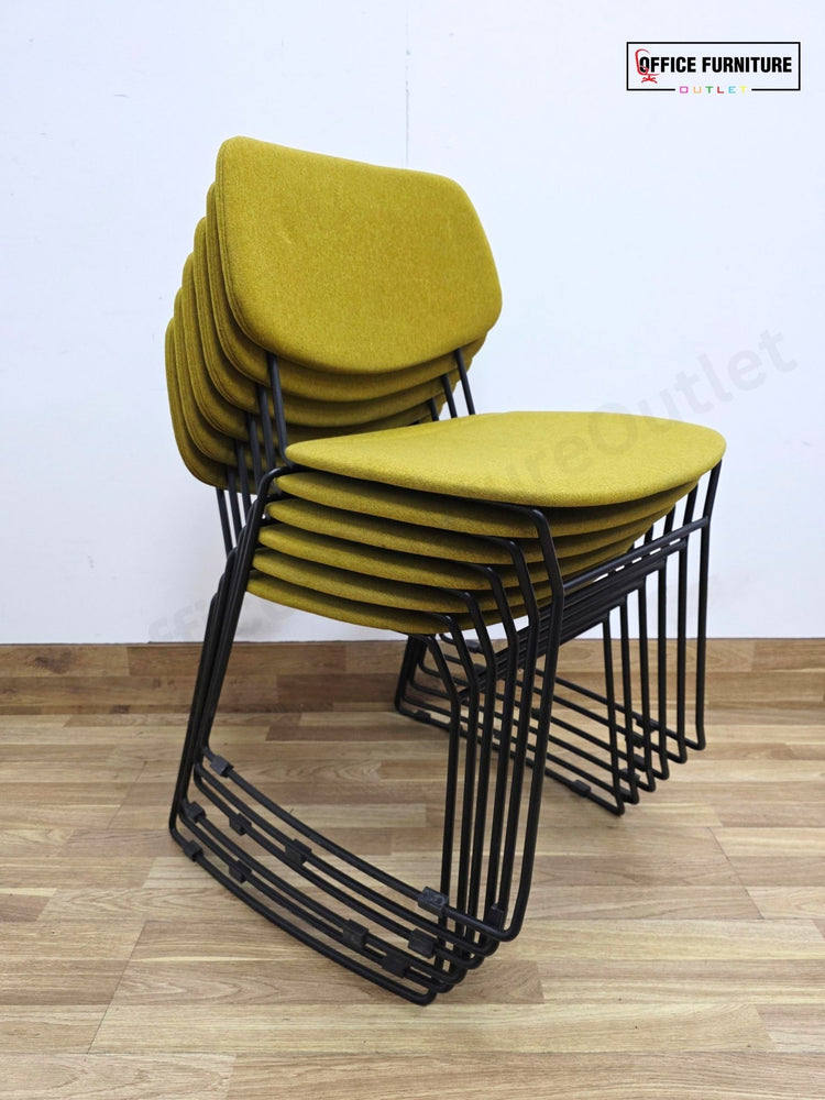Billiani Doll Steel 554 Upholstered Sled Base Chairs – Pair (Mustard Yellow)