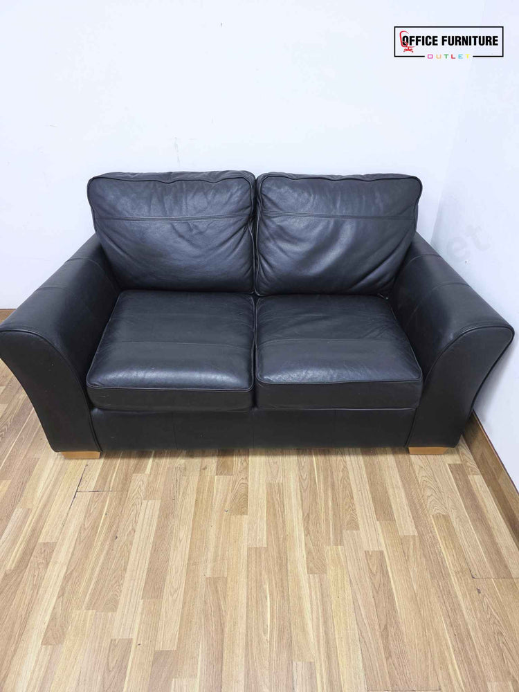 Black Faux Leather 2 Seater Sofa