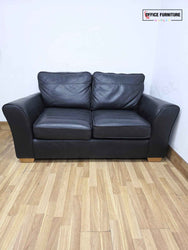 Black Faux Leather 2 Seater Sofa