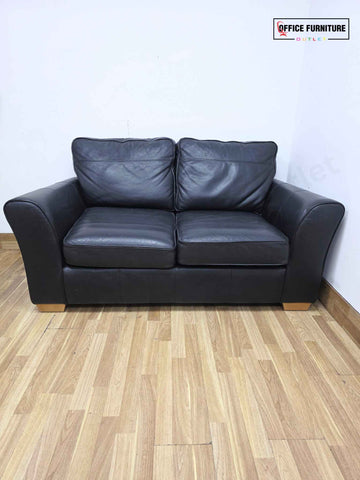 Black Faux Leather 2 Seater Sofa