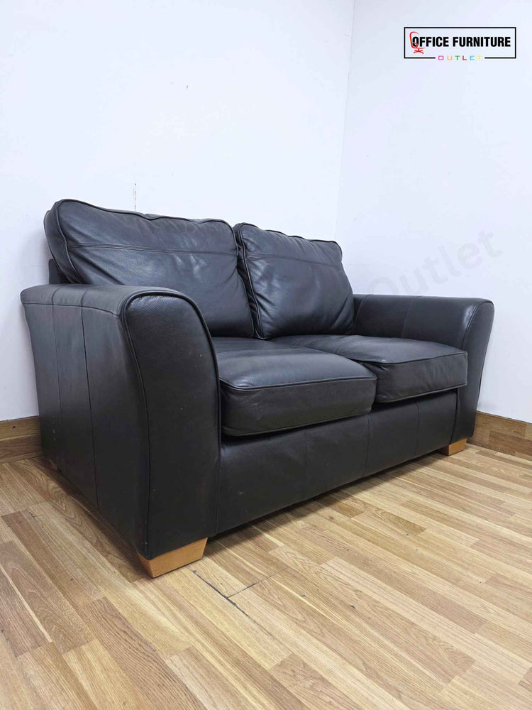 Black Faux Leather 2 Seater Sofa