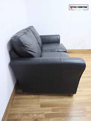 Black Faux Leather 2 Seater Sofa