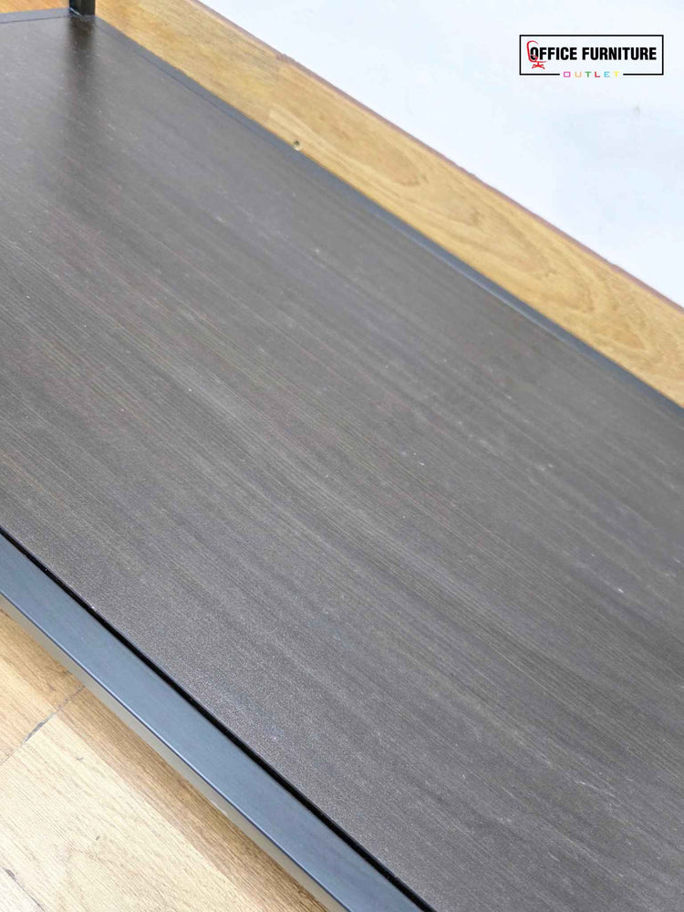 Black Metal & Glass Coffee Table with Lower Shelf