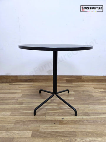 Black Round Bistro Table with Metal 4-Star Base