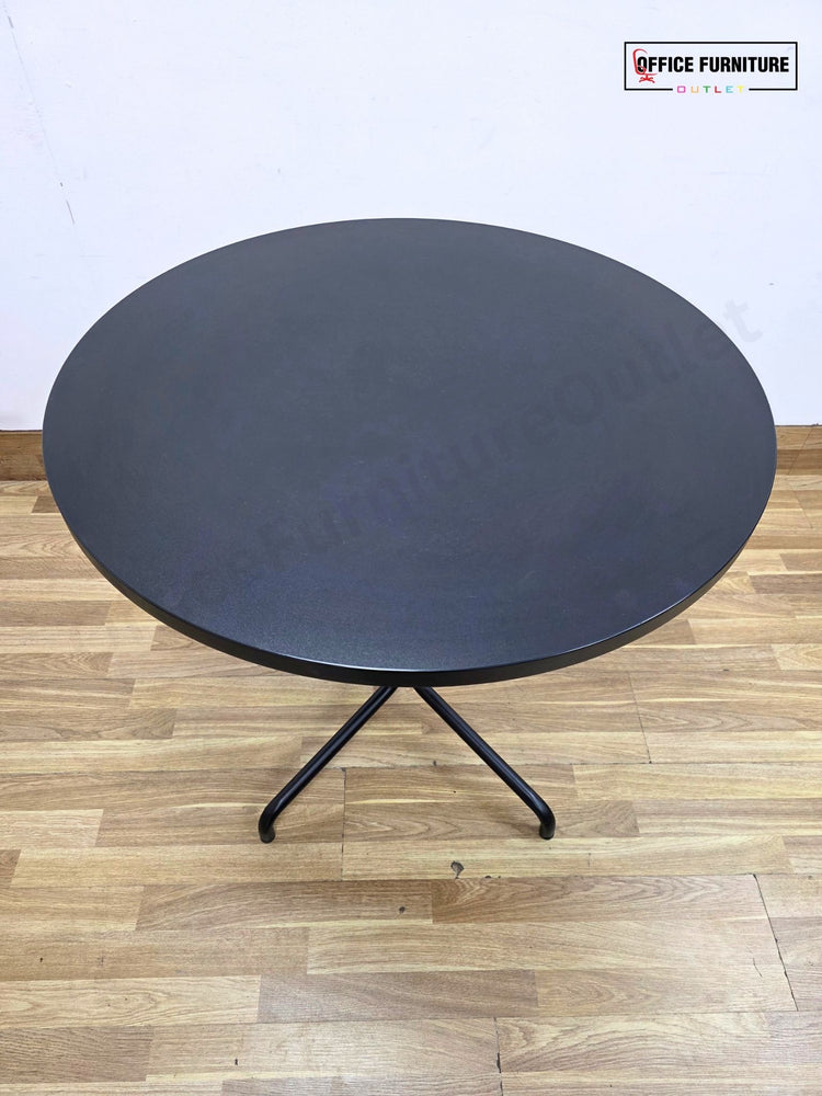 Black Round Bistro Table with Metal 4-Star Base