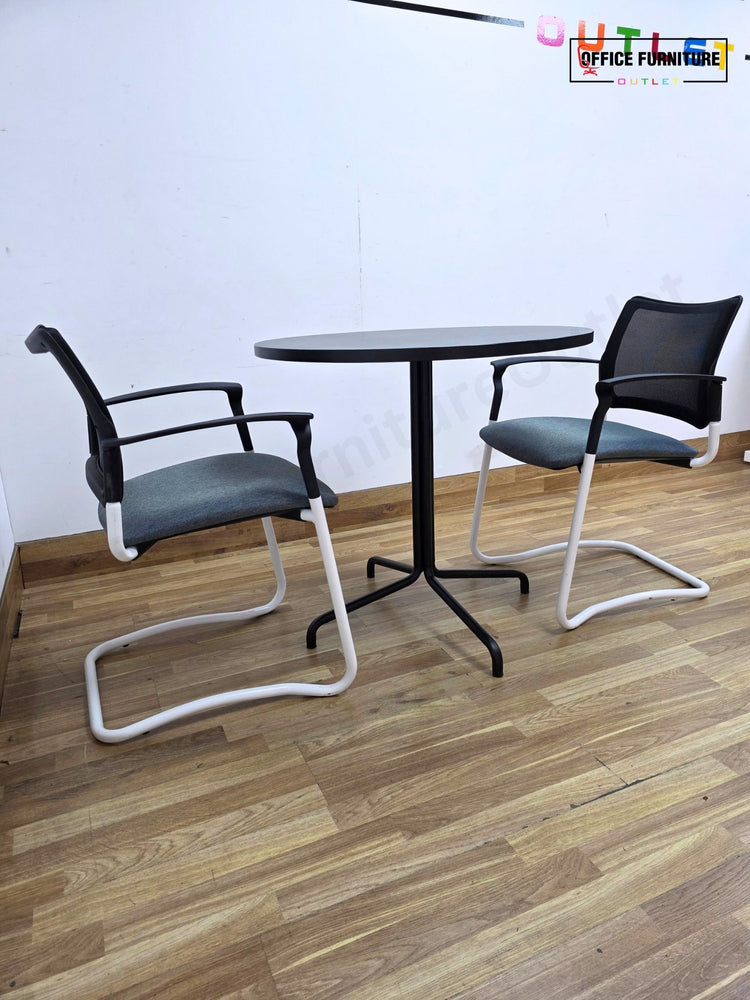 Black Round Bistro Table with Metal 4-Star Base