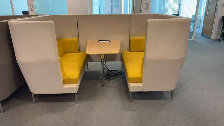 Boss Design High-Back Meeting Booth – Yellow & Cream