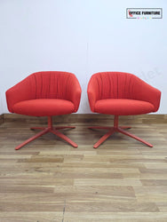 Boss Design Paloma Plush Swivel Lounge Chairs (Pair) – Coral Red