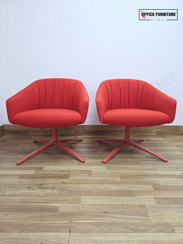 Boss Design Paloma Plush Swivel Lounge Chairs (Pair) – Coral Red