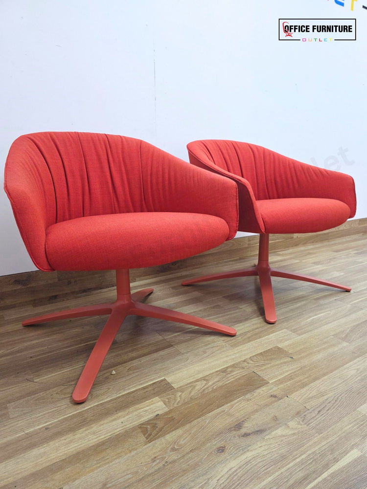 Boss Design Paloma Plush Swivel Lounge Chairs (Pair) – Coral Red