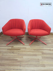 Boss Design Paloma Plush Swivel Lounge Chairs (Pair) – Coral Red