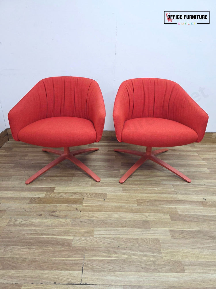 Boss Design Paloma Plush Swivel Lounge Chairs (Pair) – Coral Red