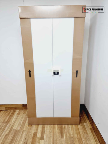 Brand New Tall Metal Double Door Cabinet (TC) - White