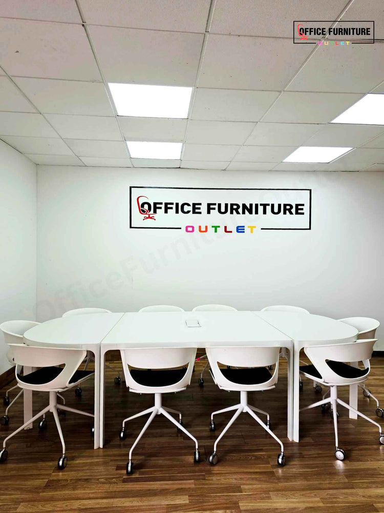 IKEA Bekant Meeting Table + 10 Kicca by Kastel Office Chairs – Complete Set