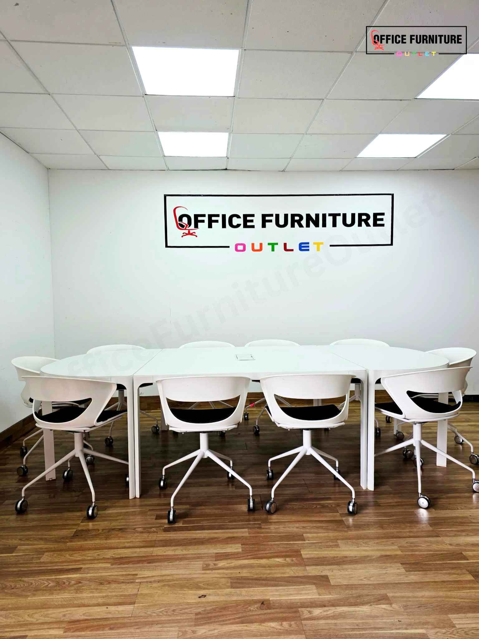 IKEA Bekant Meeting Table + 10 Kicca by Kastel Office Chairs – Complete Set