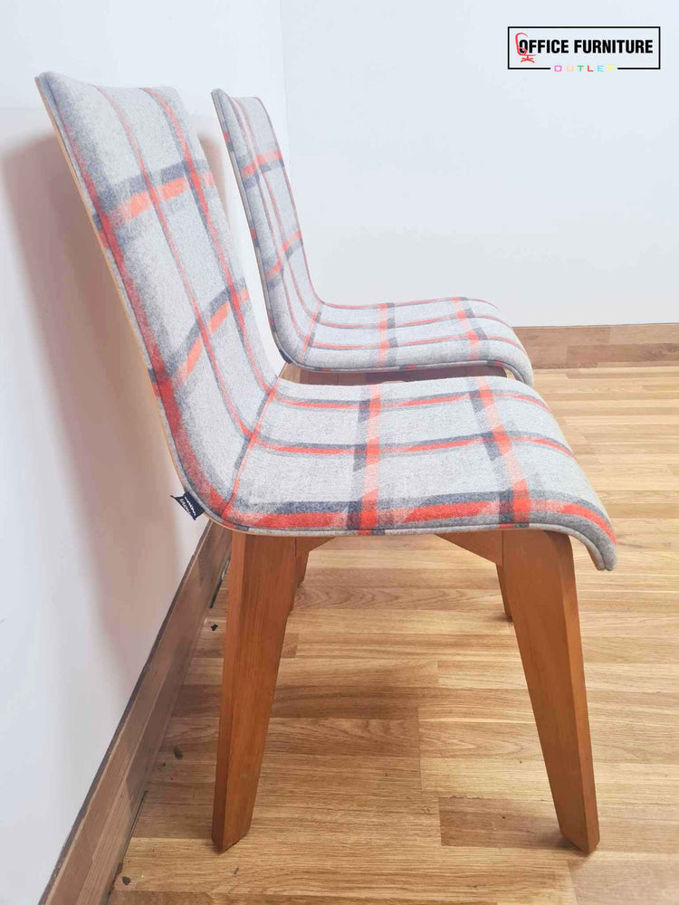 Set Of Two Frovi Jig Grey Chequered Grey Upholstered Chairs