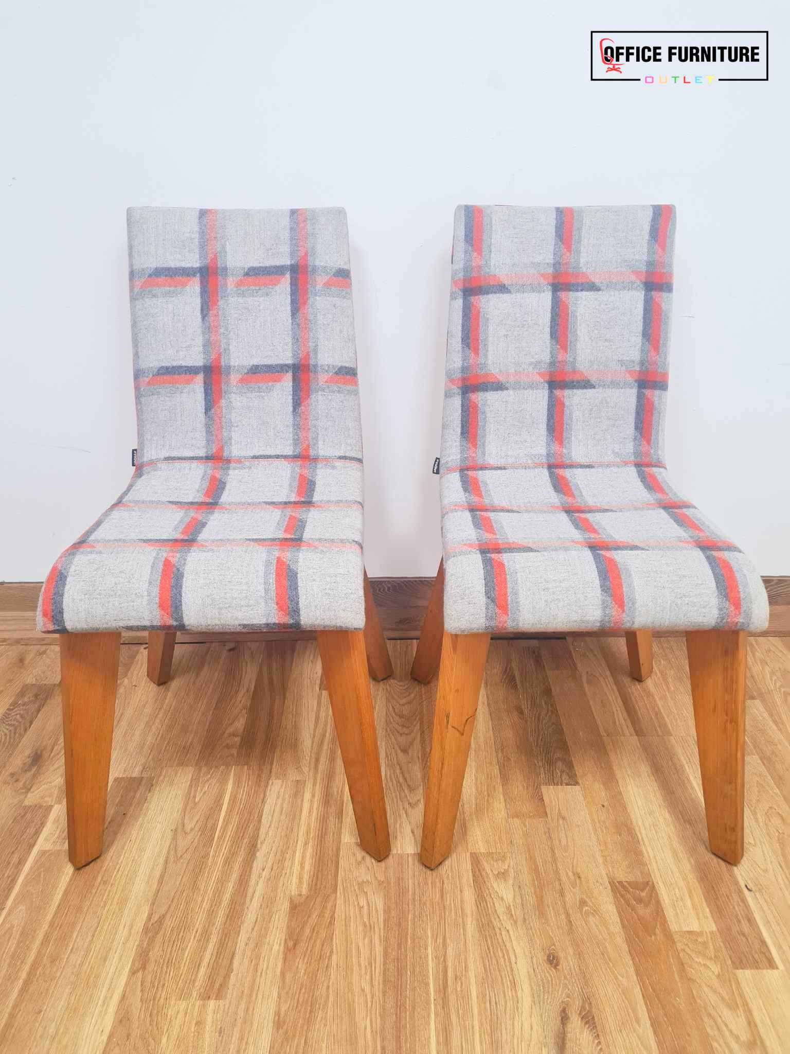 Set Of Two Frovi Jig Grey Chequered Grey Upholstered Chairs