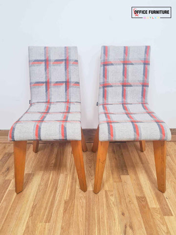 Set Of Two Frovi Jig Grey Chequered Grey Upholstered Chairs