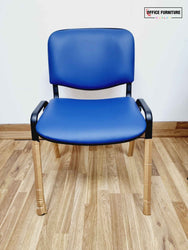 Club Stacking Chairs - Blue Leather With Black Legs