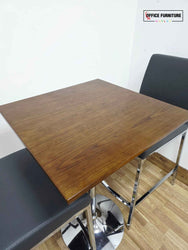 Contemporary Café Table & Chair Set – Walnut Top & Chrome Frame