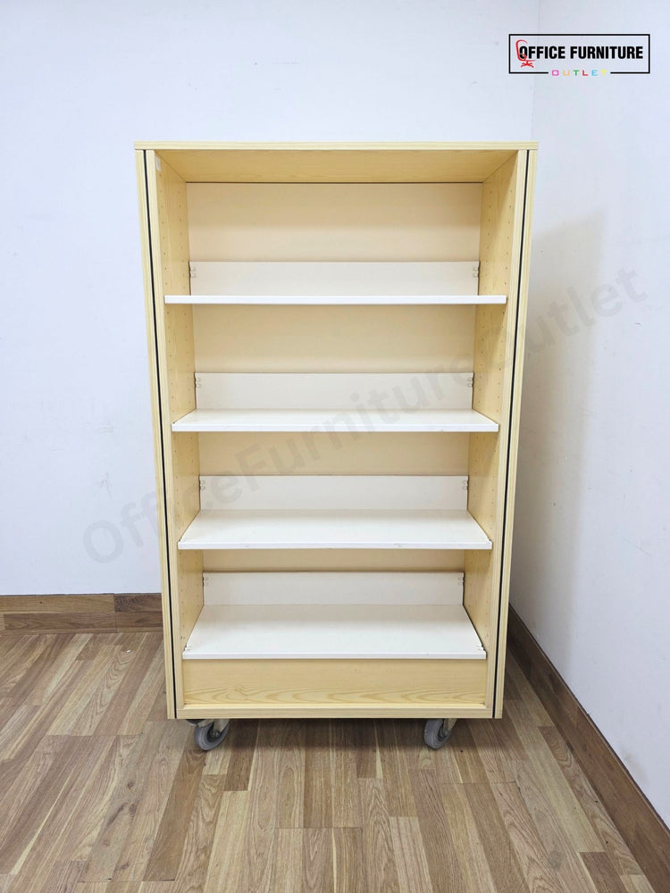 Double-Sided Mobile Library Bookshelf / Bookcase with Top Display Shelf