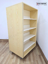 Double-Sided Mobile Library Bookshelf / Bookcase with Top Display Shelf
