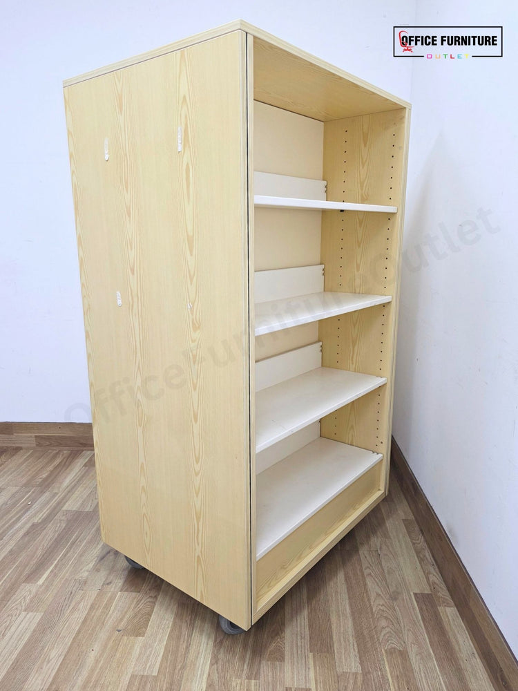 Double-Sided Mobile Library Bookshelf / Bookcase with Top Display Shelf