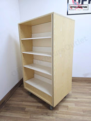 Double-Sided Mobile Library Bookshelf / Bookcase with Top Display Shelf