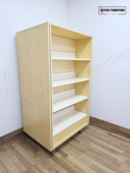 Double-Sided Mobile Library Bookshelf / Bookcase with Top Display Shelf