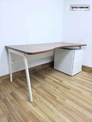 Double Wave Walnut Desk with Pedestal (160cm x 80cm)