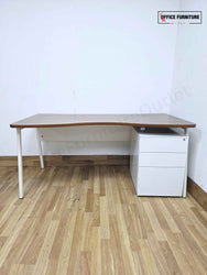 Double Wave Walnut Desk with Pedestal (160cm x 80cm)
