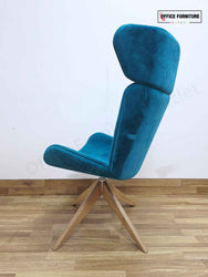 Elite Myla High Back Teal Blue Velvet Lounge Chair