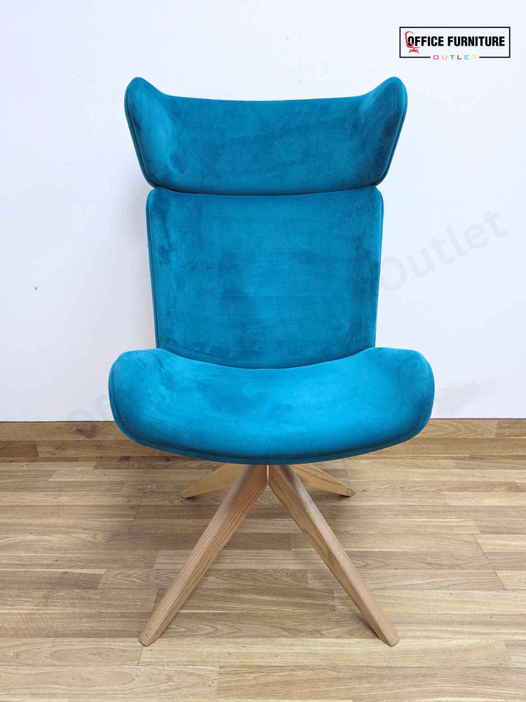 Elite Myla High Back Teal Blue Velvet Lounge Chair