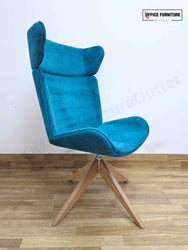 Elite Myla High Back Teal Blue Velvet Lounge Chair