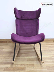 Elite Myla High Wing Back Rocking Chair | Plum Velvet Lounge Chair