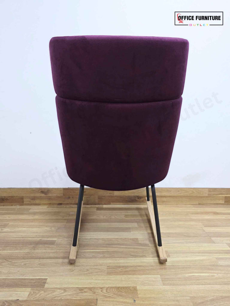 Elite Myla High Wing Back Rocking Chair | Plum Velvet Lounge Chair