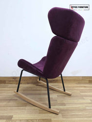 Elite Myla High Wing Back Rocking Chair | Plum Velvet Lounge Chair