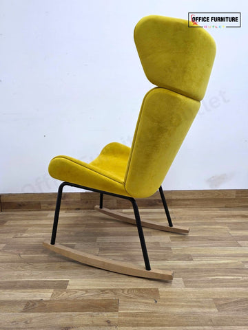 Elite Myla High Wing Back Rocking Chair – Yellow Velvet