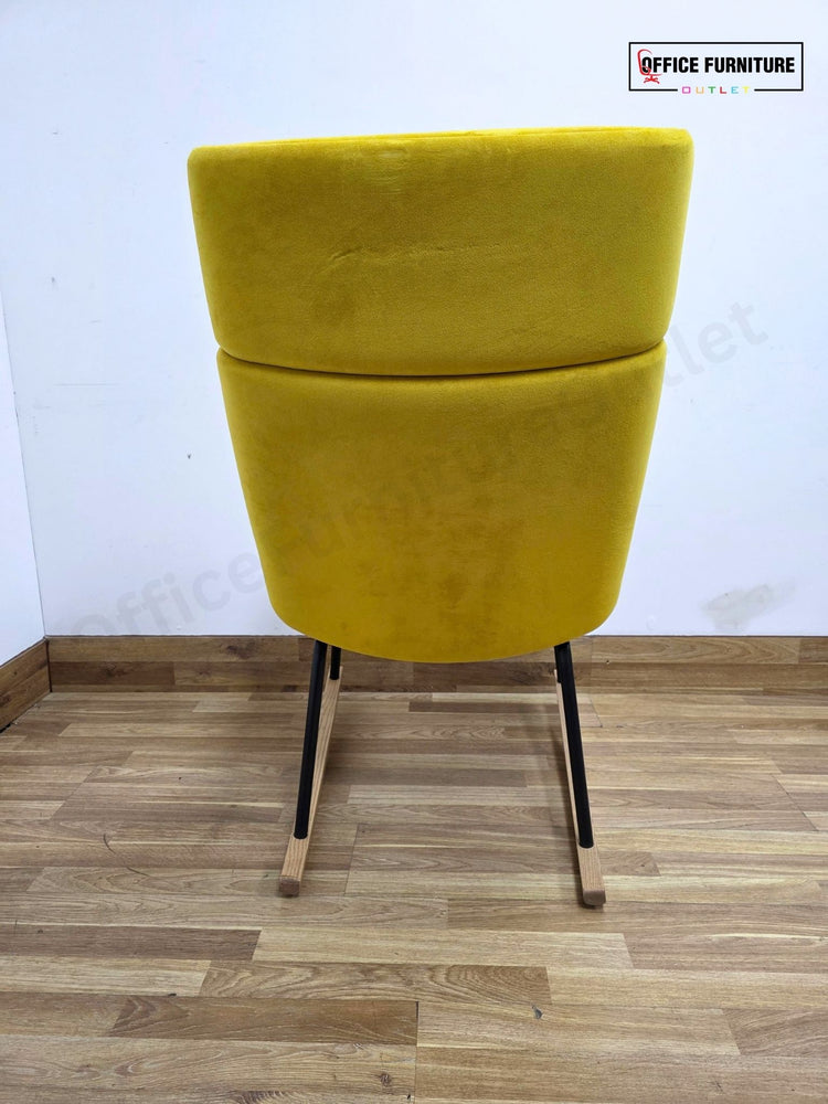 Elite Myla High Wing Back Rocking Chair | Yellow Velvet Lounge Chair